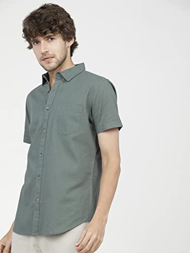 Image of Ketch Men's Cotton Slim Fit Solid Half Sleeve Shirt