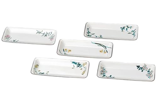 8号皿揃 五草絵変わり 民芸品 工芸品 雑貨 食器 角皿 お皿 プレート キッチン雑貨 キッチン用品