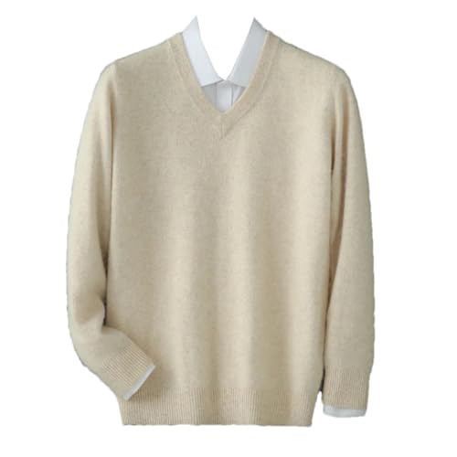 Men's Sweater Solid V-Neck Pullover Sweater Fall Winter Long Sleeved Loose Pullover Tops