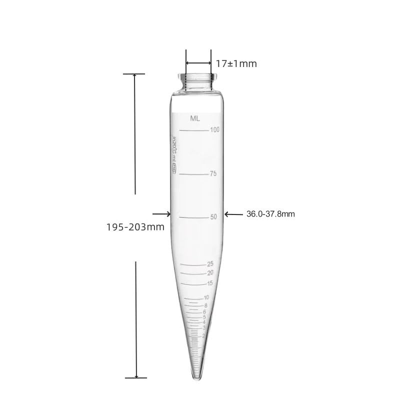 Tube à centrifuger en verre de haute précision pour analyse ASTM D96