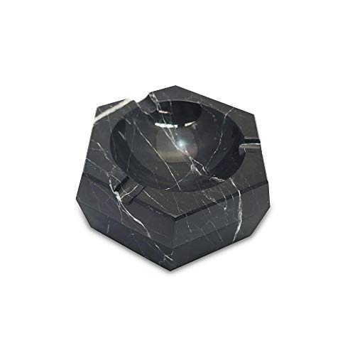 LUHOM LUJOSO HOGAR MEXICO Marmor Aschenbecher hexagonal I Monterrey Schwarz I einzigartiger Aschenbecher mit hochwertiger Qualität in edlem Design I großer Aschenbecher I Aschenbecher edel Cover