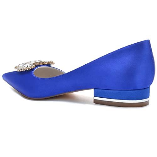 Women Pointed Toe Satin Wedding Flats Bridal Wedding Shoes Slip-On Evening Prom Party Dress Shoes 2.5Cm3