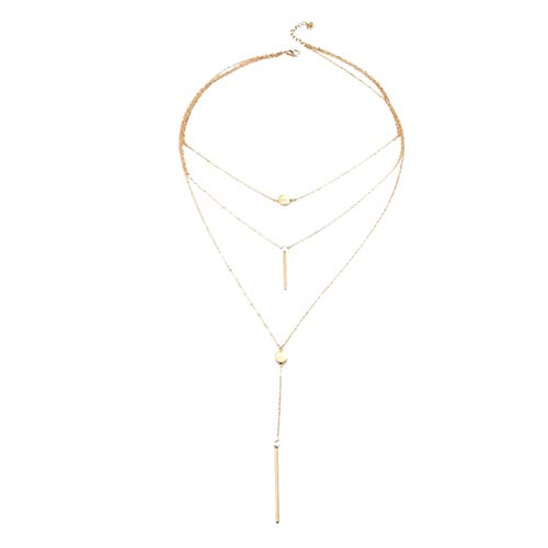 Preisvergleich Produktbild Kleine runde Metallstange mehrschichtige Halskette Claviclekette 1 Loaded