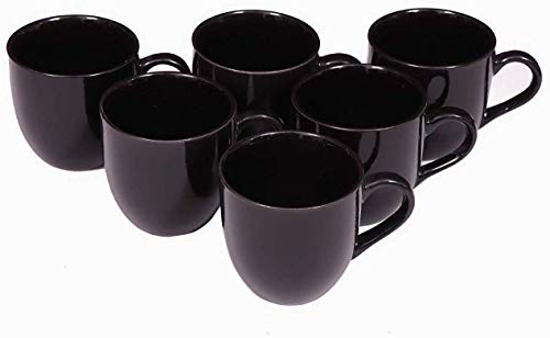 Image of Ceramic Tea /Coffee Cup - 6 Pieces, Black, 130 ml