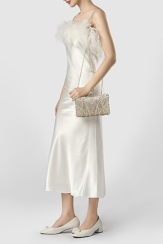 Image of BABEYOND 1920s Flapper Clutch Gatsby Pearl Handbag Roaring 20s Evening Clutch Beaded Bag 1920s Gatsby Costume Accessories