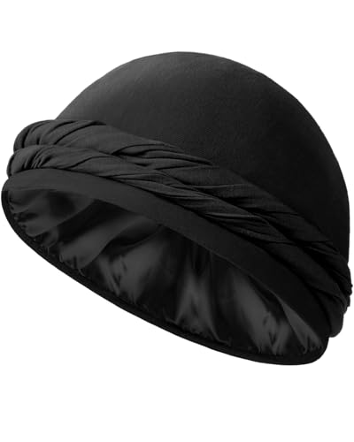 BEACE Silk Satin Lined Pre-Tied Turban Durag Head Wrap for Men & Women, Halo Turban Skull Cap Bonnet Hair Cover for Sleeping