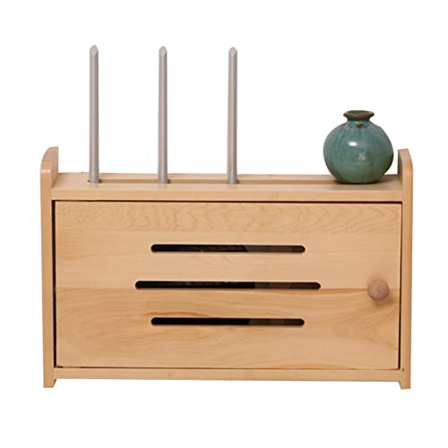 TCCOC Estante para enrutador WiFi - Caja de Almacenamiento de enrutador WiFi montada en la Pared, sin Necesidad de perforar Agujeros en la Pared, fácil Montaje(Color:Wood(B),Size:25 * 40 * 10CM) Cover