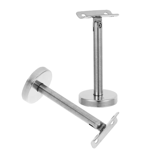 Housoutil Soportes para Barandilla de Acero Inoxidable Ajustables para Escaleras Interiores, Soporte de Pasamanos de Pared Recto 12x5 Cm, Herrajes para Barandillas, Montaje en Pared para