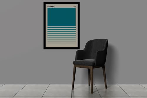 Image of BLINKART Vintage Bauhaus Retro Geometric Aesthetic Poster Gallery | Colorful Wrap Framed For Home Office Studio Living Room Modern Art Studio Decoration Abstract Shapes | (d88) | 13x10 Inch
