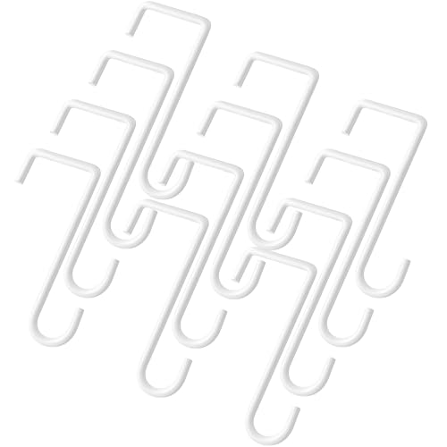 Dpyrrhic 12Pcs Vinyl Fence Hooks for Hanging Plants 2x6 Inches White Fence Plant Hangers for Planters Decorations Bird Feeder and String Lights