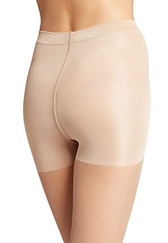 Image of Wolford Individual 10 Control Top Tights For Women Sheer Support Pantyhose Waist Sculpting Cotton Gusset Soft Waistband