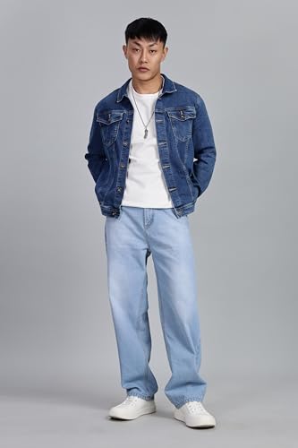 Image of INKD Men's Classic Relaxed Jeans - Mid-Rise | 100% Cotton | 5 Pocket Styling | Baggy Jeans for Man | Men's Bottomwear (Available in Plus Sizes)