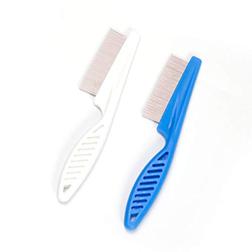 2 Pack Grooming Comb for Dogs and Cats Eye Stain Remover Combs for Removing Matted Fur, Knots & Tangles, Long Metal Teeth Flea Comb and Pet Lice Comb Metal Cat Comb