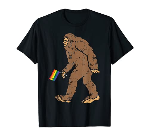 Bigfoot Sasquatch Rainbow Flag Funny Gay Pride LGBT Gift T-Shirt