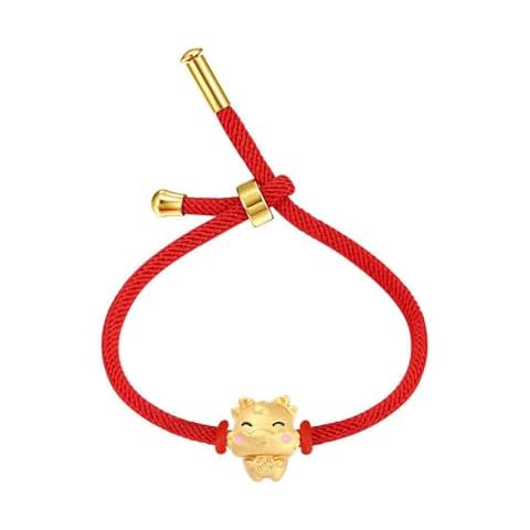 MONIYA 2024 Year of Dragon Bracelet Chinese Zodiac Birth Year Lucky Red String Charm Bracelet For Women, Length Adjustable (Golden Dragon) Cover