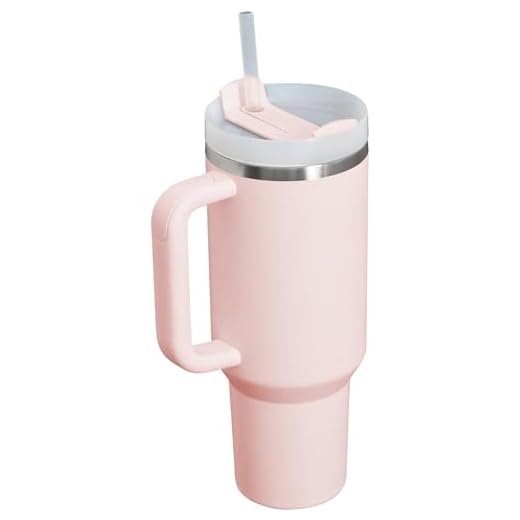 Copo de 1,134 g com alça e canudo, 1,134 g Tumbler Quencher H2.0 compatível com Stanley Dupe, presente para mulher namorada Dia dos Namorados - Quartzo rosa 2.0
