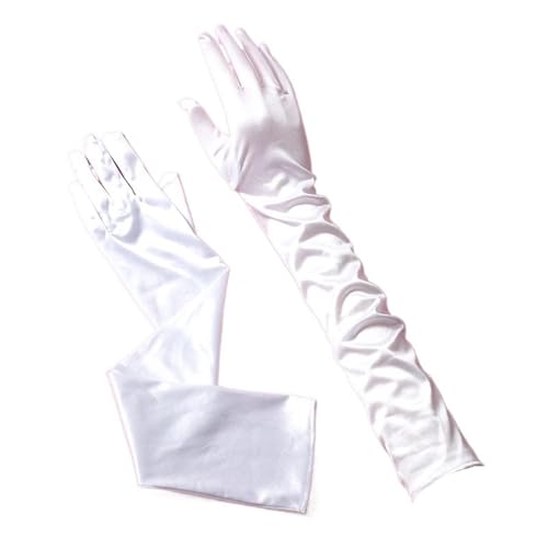 Guantes de satén para novia con acabado brillante de alta costura 1