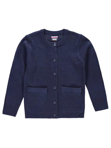 French Toast Girls' Crewneck & Welt Pocket Cardigan (Sizes 4-20) - Navy, 102