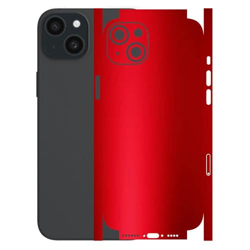 Image of AtOdds - Full Body Back Screen Guard Protector Film - Lamination Wrap Skin Sticker for iPhone 15 Plus | Scratchproof Matte Finish (Design - Metalic Red)