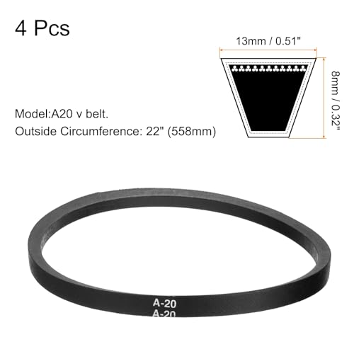uxcell 4pcs a20 or 4l220 classic wrapped rubber v-belt 2034508mm inside circumference a profile v belt
