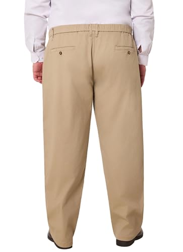 voeeron Mens Big and Tall Elastic Waist Cotton Pants Pull On Casual Slacks Relaxed Fit Everyday Wear2