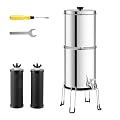 Happybuy Gravity-fed Water Filter System, 2.25G 304 Stainless-Steel Countertop Water Filtration System, Reduces Lead and up to 99% of Chlorine, with 2 Carbon Filters/Spigot/Stand