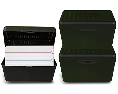 3 PACK of 3x5 inches Index Card Holder - 3x5 Index Card Box - Index Card Organizer for Index Cards - 3x5 Flash Card Holder - Note Card Holder - Index Card Case - Index Card Storage, Black