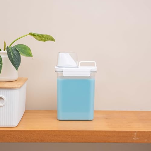 Oikos - Porta Sabão em Pó 1,8L Transparente com Copo Dosador e Trava