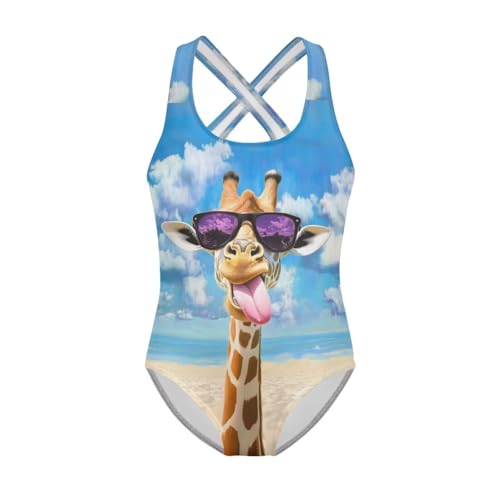 Image of WELLFLYHOM Girls Swimsuit 5-14 Cross Back Swimwear Full Coverage One Piece Bathing Suit Sleeveless Beachwear
