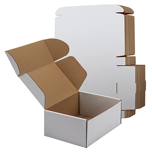 Image of RLAVBL 9x6x4 Inches Shipping Boxes Set of 25, White Corrugated Cardboard Box, Mailer Boxes for Packing Small Business