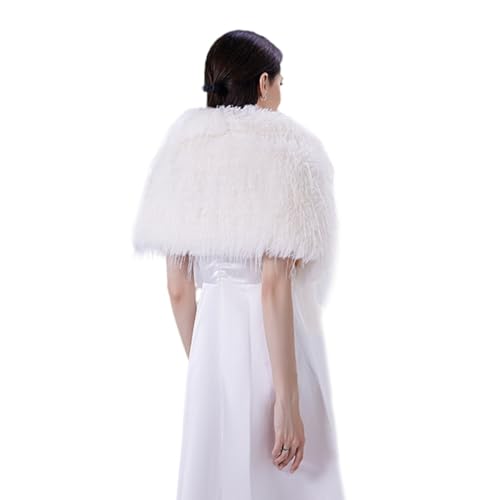 AMTFBY Women's Faux Fur Shawl Wrap Bridal Wedding Fur Scarf Collar Winter Warm Stoles Shrug Evening Party Coat Cape4