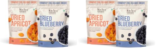 Image of KitchenSmith Premium Dried Apricot & Blueberry Pack of 4 (250gm Each) | A Perfect Fusion of Sweet, Tangy Flavors Packed With Natural Nutrients For A Healthy Snack