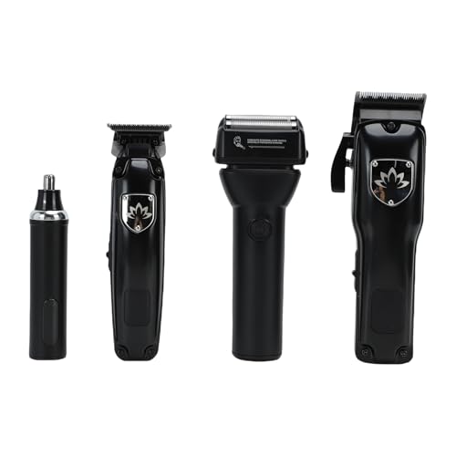 Generic Kit de Recortador de Barba, Juego Completo de Aseo para Hombres, Uso Doméstico, Cortapelos y Recortador Profesional 4 en 1 con Accesorios (Negra)