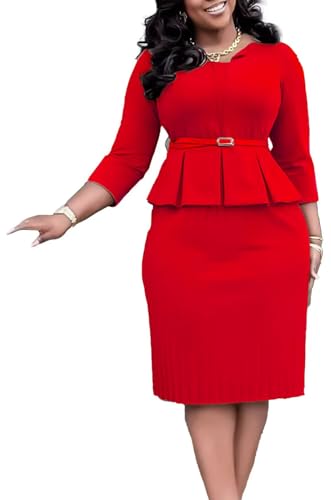 Women's Office Wear Peplum Dress Work Dresses Ruffle Pencil Cocktail Dress