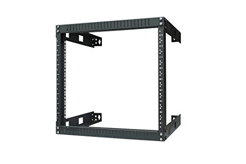 KENUCO Black 9U Wall Mount Open Frame Steel Network Equipment Rack 17.75 Inch Deep - Black - 9U - W19'' x D17.75'' x H19.25'' (REG-9U) - Thumbnail 3