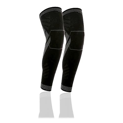 SMART NEAT FIT Long Full Leg Knee Support Brace Compression Sleeve Arthritis Running Gym Sports Pair (S)