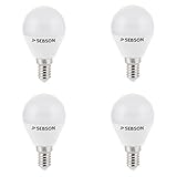 SEBSON E14 Bombilla LED en forma de gota con reproducción cromática perfecta y sin parpadeos, dimensiones ø46x84mm.