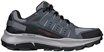 Skechers Men's Walking Sneaker, Charcoal Leather Mesh Black Trim, 11 | Image 1