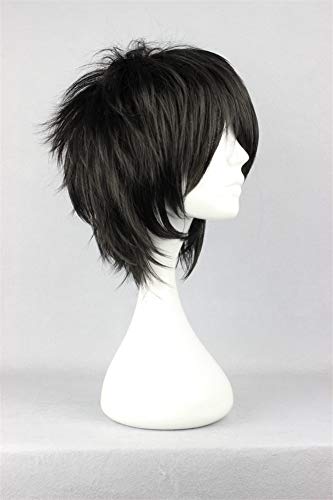 Cosplaza DH170 Short Black Cosplay Wig Spiky Fluffy Heat Resistant Synthetic Hair Emo Wig thumb #3