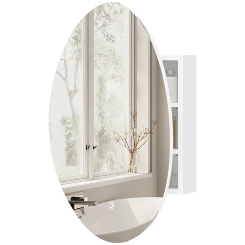 HOMCOM Specchio Bagno Contenitore Irregolare con Luce LED, 50x70cm Mobile