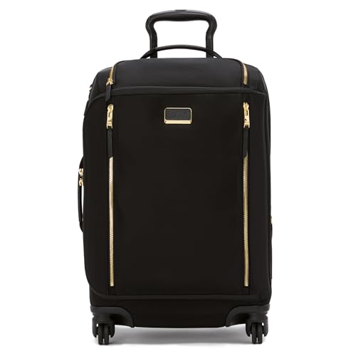 TUMI - Voyageur Leger 4 Wheeled Luggage - Women's Lightweight and Spacious, Sleek Silhouette, Durable Premium Suitcase - 21.8" International Expandable Carry-On, Black with Gold Hardware