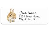 Triple Studio Cute Rabbit Personalized Address Labels (120 Stickers) - Housewarming Gifts for New Home, Sweet Custom Sticker, Rabbit Name Tags, Art Handmade