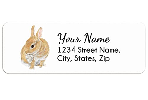 Triple Studio Cute Rabbit Personalized Address Labels (120 Stickers) - Housewarming Gifts for New Home, Sweet Custom Sticker, Rabbit Name Tags, Art Handmade