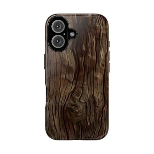 Coque rigide iPhone 16 bois marron foncé pour éviter les rayures au dos