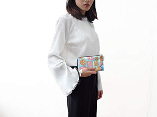 Image of Taianda Women Phone Wristlet Wallet Pouch, Dual Slots (Cookie Pattern Blue)