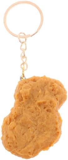 Realistic Chicken Nugget Novelty Funny Chicken Nugget Gag Joke Keyring Fast Food Key Chain
