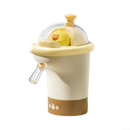 Jonikuper Botella de agua eléctrica para dispensador de agua potable portátil con carga USB, manguera de 55 cm, material ABS/silicona, beige (figura de pato)