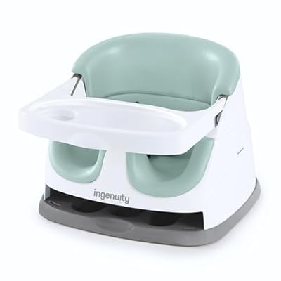 Ingenuity Alzador de Asiento y Elevador de Viaje Apta para Bebés y Niños para Comer arnés de seguridad de 3 puntos silla portátil fácil de limpiar a partir de 6 meses Verde