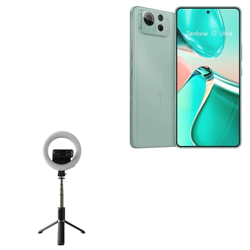 BoxWave Stand and Mount Compatible with ASUS Zenfone 12 Ultra - RingLight SelfiePod, Selfie Stick Extendable Arm with Ring Light - Jet Black