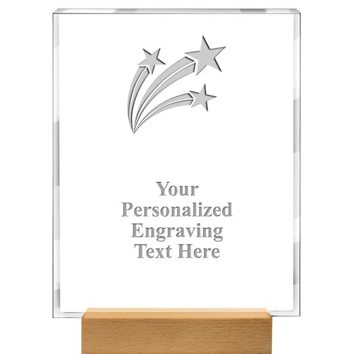Crown Awards Three Stars Custom Acrylic Trophy, 10" Showcase Acrylic Printed Trophy Stars Corporate Award